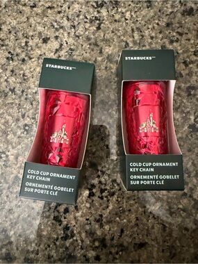 New with box Starbucks Red Cold Cup Ornament Key Chain